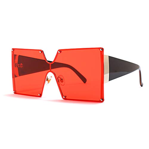Image of mincl /Oversized Shield Sunglasses Woman 2019 Fashion Luxury Shades UV400 Vintage Flat Top Futuristic Sunglasses