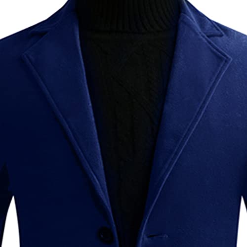 Mens Pea Coat Plus Size Notched Lapel Long Sleeve Blazer Jackets Single Breasted Trench Coats Dressy Work Overcoat4