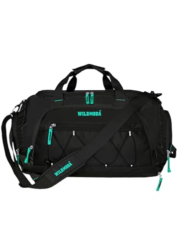 Image of 50L Duffel Travel Bag with Multiple Pockets | Ideal for Gym & Outdoor Trips (Black & Blue)