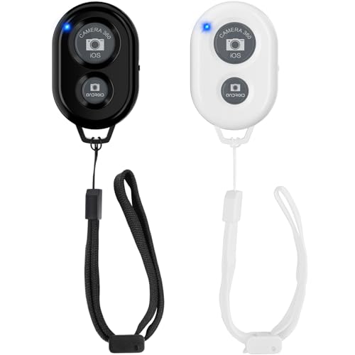 Wireless Camera Remote Shutter for Smartphones (2 Pack), Zttopo Wireless Phone Camera Remote Control Compatible with iPhone/Android Cell Phone - Wrist Strap Included Black&White