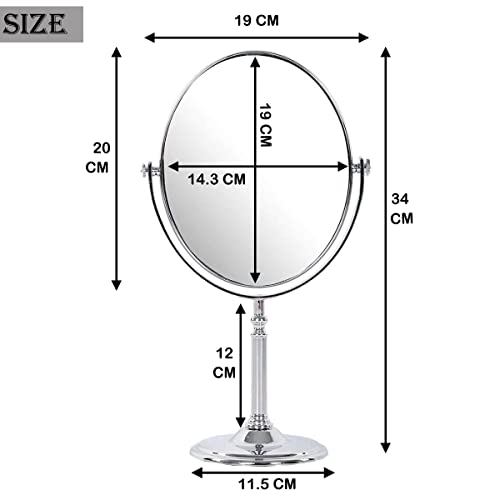 SRUNISH Makeup Mirror|Magnifying Glass Mirror Makeup|Double Side Magnification|Tabletop Vanity Hand Mirrors Stand|5X And 1X|(Men&Women-Silver, Oval, Framed)