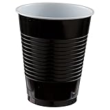 Amscan (AMSDD) Reusable   Plastic Cups Big Bundle Party Tableware, Black, 16oz., Pack of 50