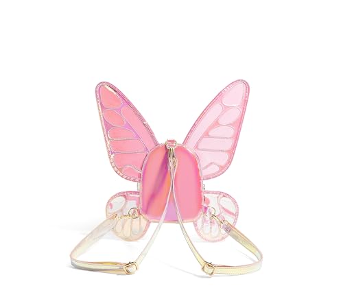 2025 Ladies Laser Holographic Butterfly Girlish Leisure Backpack (Laser Pink)2