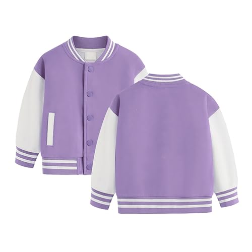 Kids Baseball Jackets Boys Girls Fit Varsity Jacket Casual Lightweight Plain Button Cardigan Rain Coat Toddler Boy2