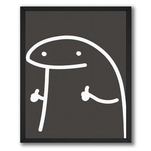 InkFlow Posters Minimal Doodle Character Poster - Simple Line Art Illustration - Playful Abstract Design - Modern Black White Wall Decor - 18x24 Unframed Canvas Wall Art