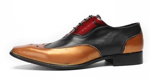 Santimon Mens Oxfords Casual Dress Leather Three Tone Formal Derby Wedding Prom Ballroom Halloween Fashion Western Walking Shoes for Men2