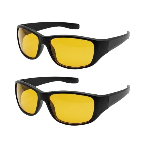 Night Driving Glasses for Men and Women - HD Yellow Tint Anti Glare Glasses for Driving, Lightweight Wrap Around Frame HD Vision Eyewear for Clear Nighttime Visibility & Comfort Pack Of 2-image-42
