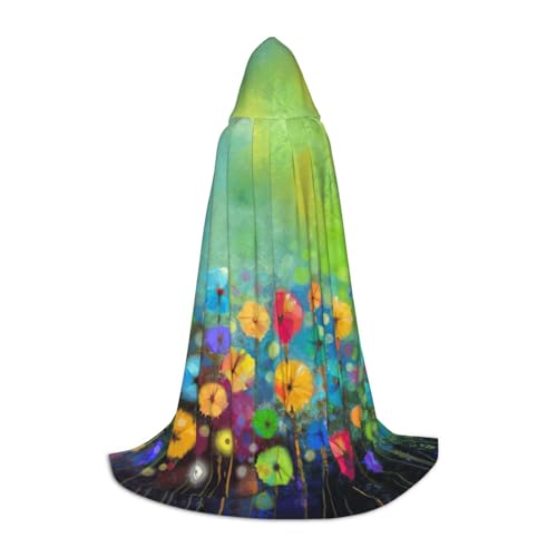 Robe de magicien à capuche fleurs colorées cape d'Halloween médiévale Renaissance cosplay