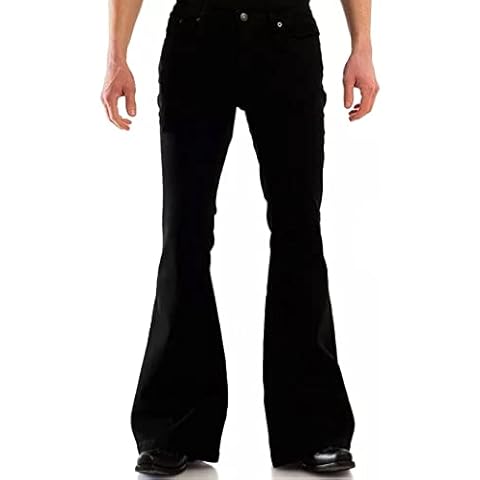 Men's Retro Cord Bell Floors Cord Flared Trousers 60s 70s Black Cover