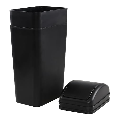 Image of 2-Pack 14 Liter Swing Lid Garbage Can, Plastic Small Trash Bin Wate Bin