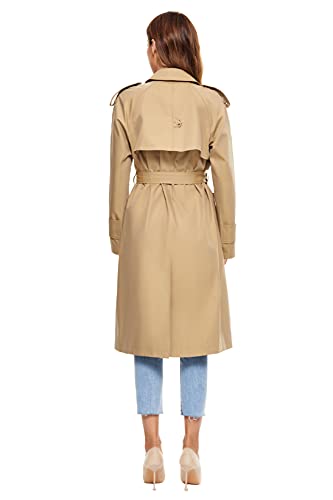Waidongbei Women's Trench Coat, Double-Breasted Rain Coat With Belt 100% Cotton #TOP2