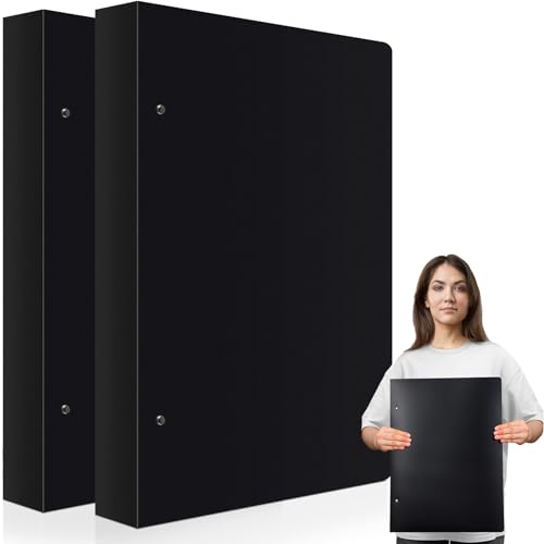 Resholder 2 Pcs 3 Ring Binder 11x17 Binder Poly Panel Featuring 1 D Ring Fit 11 x 17 Paper Size for Store Artwork Poster Paper PP Material (Black)