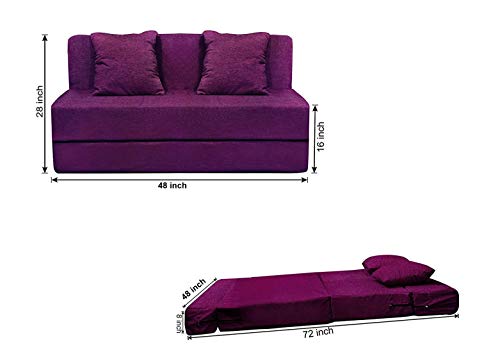 Image of Aart Store Sofa Bed | 4x6, Purple Color- Two Seater | Space Saving Foldable Sofa Cums Bed with Removable Washable Jute-Fabric Cover