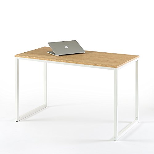 Image of Zinus Jennifer 47 Inch Computer Workstation, Office Desk - White Frame & Natural Top