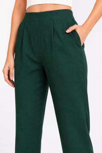 Image of Yash Gallery Women's Regular Fit Mid Rise Solid Cotton Slub Ankle Length Regular Trouser Pant