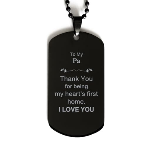 CUCOLUS Pa Gift. to My Pa, You're My Heart's First Home. Black Dog Tag for Pa. Appreciation Gifts for Birthday. Thank You Message Gift