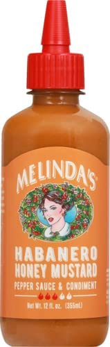 Melinda’s Habanero Honey Mustard - Habanero Hot Sauce with Fresh Peppers, Real Mustard - Gluten Free, Keto Hot Sauce - 12 oz, 1 Pack