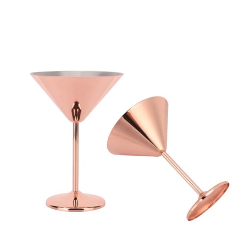 Jwthee Juego de 2 copas de Martini de acero inoxidable, copas de cóctel de oro rosa para champán, bar, fiesta