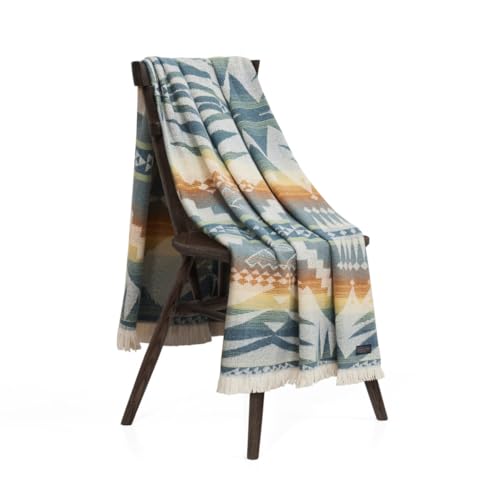 Pendleton Throw Blanket Soft Lightweight Decorative Blanket for Sofa Couch or Bed Mystic Lake Cozy Fall Throw Blanket for Living Room or Bedroom Decor and Gifts for Women 50 x 70 (Blue Multi)
