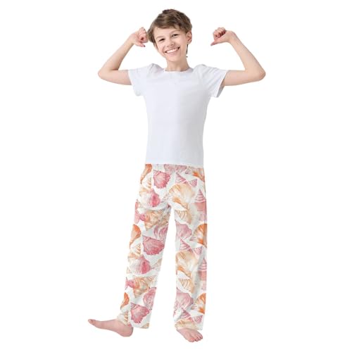 Boys' Pants Coral Seashell Pink Orange Long Bottoms Jogger Pants Elastic Waist Trousers with Pockets S-XL2