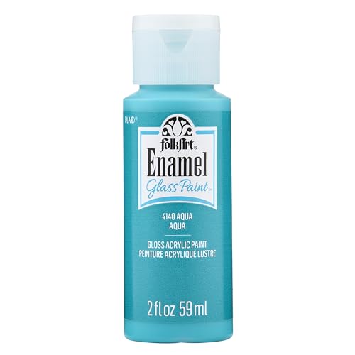 FolkArt Enamel Glass & Ceramic Paint in Assorted Colors (2 oz), 4140, Aqua