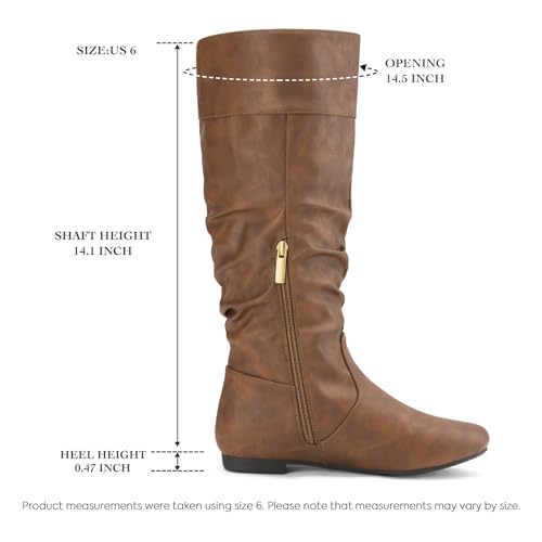 Rollda SUEDI Women's Slouchy Knee High Boots Pull On Flat Boots Side Zipper Fall Boots for Women3
