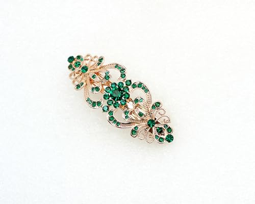 Barrette à cheveux strass verts pour fixer les mèches avec style