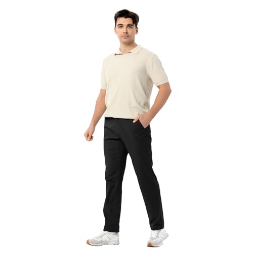 Men's Casual Pants Classic Fit Drawstring Elastic Waist Lightweight Khaki Pants Chino Dress Pants with Pockets3