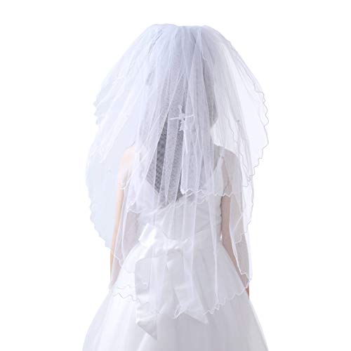 Glamulice First Communion Veil Praying Girl Wall Cross Communion Mantilla Veil Wedding Baptism Flower Girl Veil Lace Communion Accessories Holy Communion Headpiece off white (Praying Girl Wall Cross))
