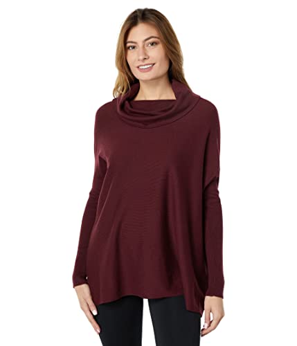 Smartwool Women's Edgewood Poncho Sweater Black Cherry Heather Xs
