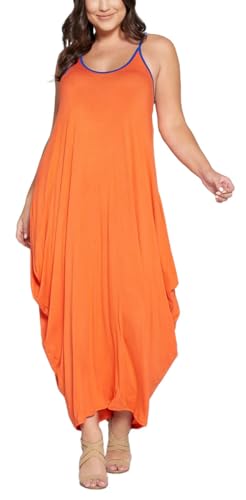 Image of BFFBABY Women's Casual Maxi Dress Sleeveless Tie Dye Spaghetti Strap Summer Plus Size Swing Sundress with Pockets