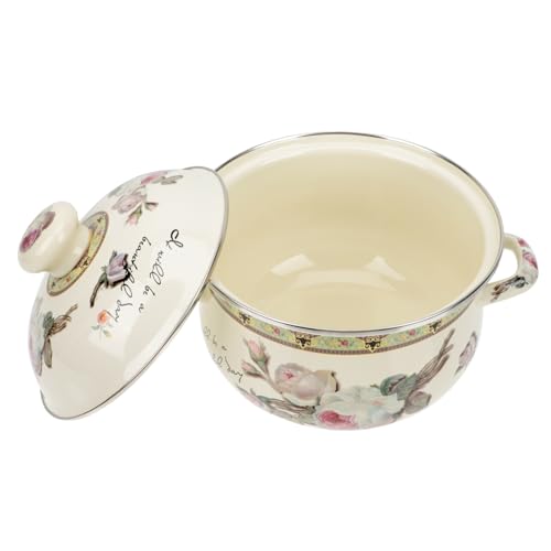 PRETYZOOM Pentola Smaltata per Zuppe e Stufati Fondo Piatto per Cucinare Medicine Cinesi Noodles Istantanei Riso e Brodi Casa