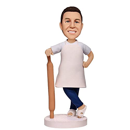 mydedor Figurine di Bobble-Heads personalizzate per Pasticcere Chef Maschio, Regalo di Compleanno Personalizzato, Bobble Head Figure Scultura Handmade per Uomo