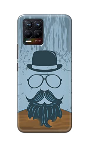 Image of PRINTFIDAA Mustache Beard and Hairstyle Hipster in Glasses Printed Designer Hard Case for Realme 8 / Realme 8 Pro Back Cover -(e) RPM1002