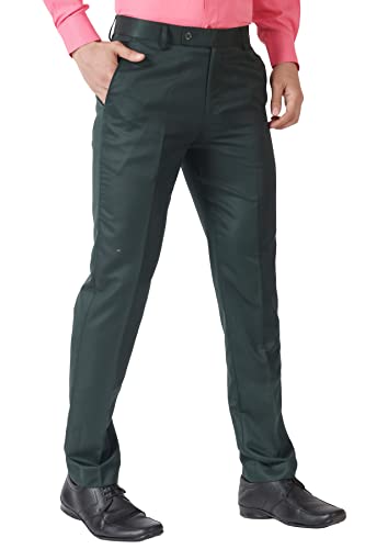 Image of MALENO Men's Slub Effect Solid Trouser | Classic Slim Fit Formal Trousers for Men | Slim Fit Trousers for Men