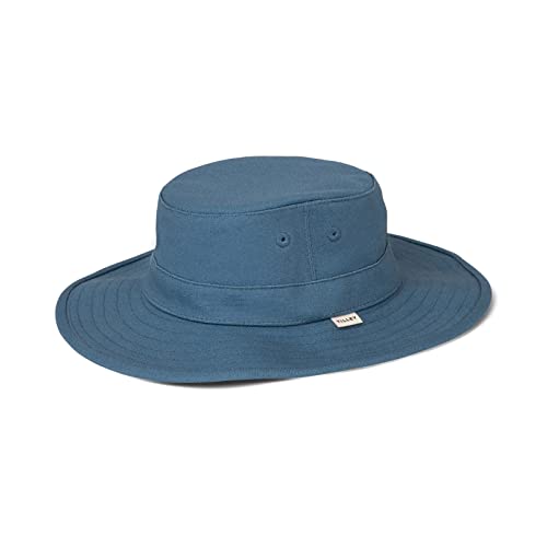 Tilley Mini Classic T3 Kids Hat – UPF 50+ Sun Protection, Water-Resistant & Buoyant, Breathable Comfort, Velcro Chin Strap, Secret Pocket, Suede Trim Detail, Denim Blue, Large