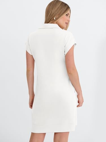 Image of ANRABESS Womens Summer Casual Half Zip Cap Sleeve Trendy Wrinkle-Free Tshirt Dress 2026 Spring Beach Vacation Short Dresses