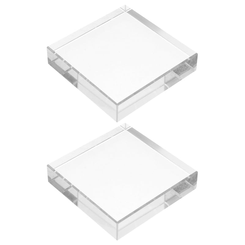 Homoyoyo 2pcs Rectangular Glass Paperweights 80x80x19mm Heavy Desktop Calligraphy and Office Desk Paperweight Statues for Home, Craft Projects, and Sewing Accessories
