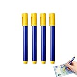 FloraVigo 4 Stück Blau geldscheinprüfer stift, Falschgeld-Erkennungsstift, Echtheitsprüfstift für Währungen, geeignet für verschiedene Währungen, darunter US-Dollar, Euro, japanische Yen