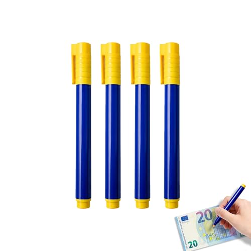 FloraVigo 4 Stück Blau geldscheinprüfer stift Falschgeld-Erkennungsstift Echtheitsprüfstift für Währungen geeignet für verschiedene Währungen darunter US-Dollar Euro japanische Yen