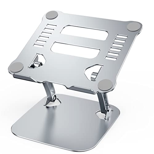Support d'ordinateur portable en aluminium base réglable et design ergonomique argent