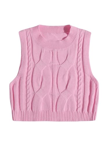 OYOANGLE Women's Cable Knit Cropped Sweater Vest...