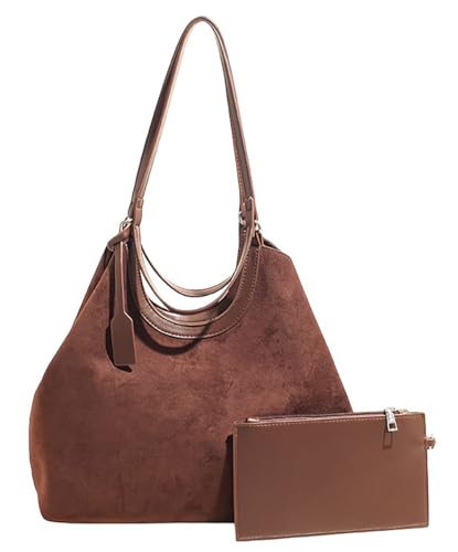 Womens Fashion Suede Shoulder Bags Large Tote Bag Casual Satchel Bag Slouchy Suede Hobo Bags Travel Crossbody Purse 2025