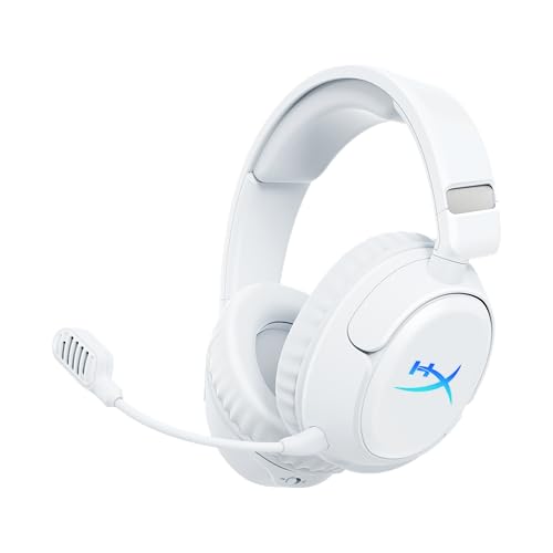 HyperX Cloud Flight 2 – Wireless Gaming Headset, Customizable RGB Lighting with Removable Earcup Plates, up to 100 Hours of Battery Life, 2.4GHz & Bluetooth, Multi-Platform Compatibility - White