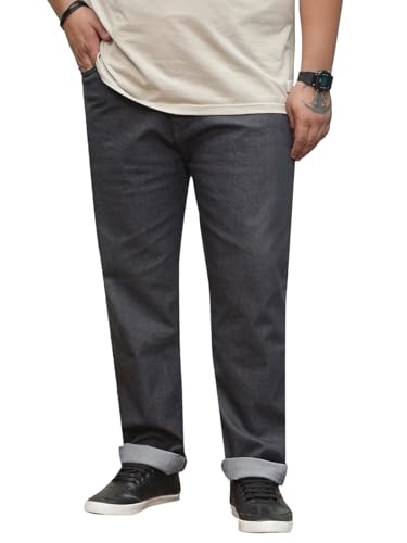 JOHN PRIDE Plus Size Men's Stretchable Mid-Rise Comfort Fit Clean Look Cotton Jeans for Men