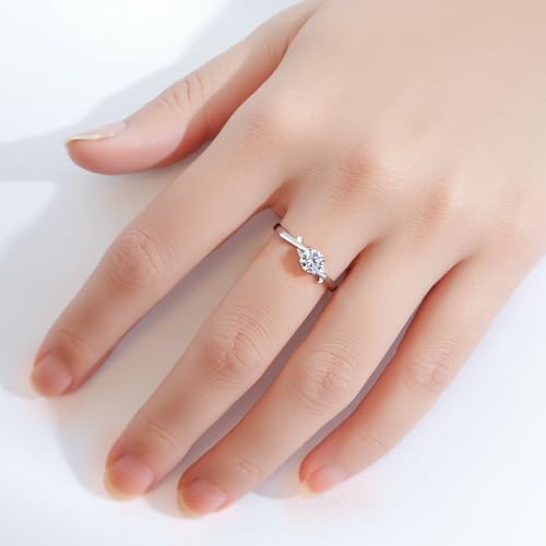 ANAZOZ Moissanite Wedding Rings for Women, 0.5ct D Color VVS1 Clarity, Adjustable Promise Rings for Her 999 Sterling Silver Engagement Bands2