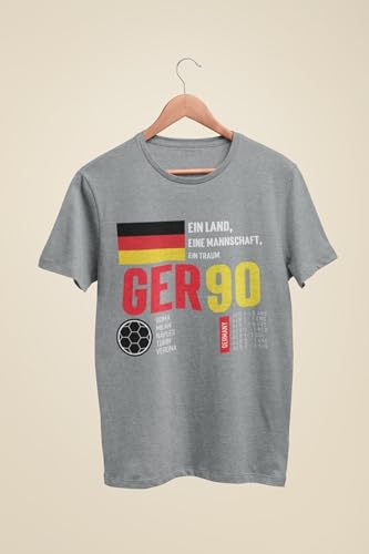 Galaxy Tees Camiseta de fútbol retro para hombre Alemania 1990, Plata Melange, XXL