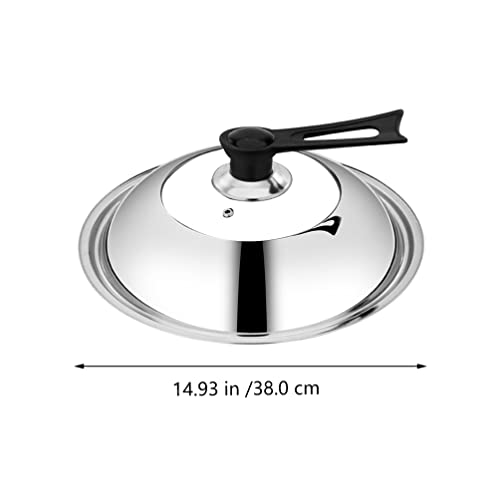 Doitool Universal Lid For Pots, Pans And Skillets, Pot Lid With Vertical Swallowtail Shaped Long Handle, 14.9 Inch Tempered Glass Lid For Frying Pan, Fry Pan, Skillet, Round Frying Pan Cover #TOP2