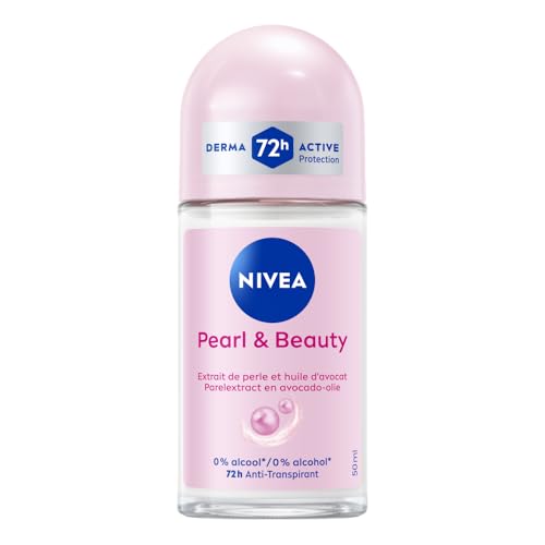 NIVEA Bille Pearl & Beauty (1 x 50 ml), déodorant femme protection 72 heures, anti transpirant aisselles enrichie en extraits de perles et au parfum délicat, antitranspirant sans alcool