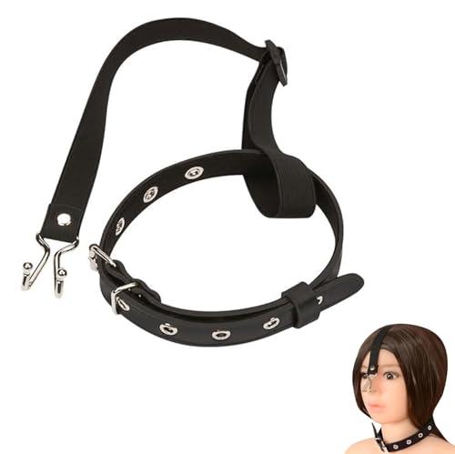 Leather Choker Neck Collar Necklace with Metal Nose Hook Buckle Halloween Choker Adjustable Pin Buckle Necklace for Cosplay Neck Accessories for Women3